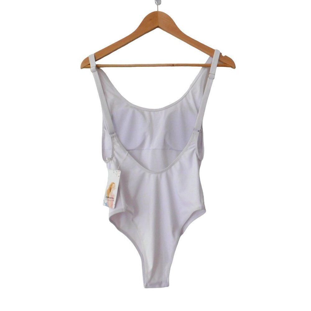NEW Womens Pretty Garden Swimsuit One Piece White Padded Adjustable Straps Small - Picture 3 of 4